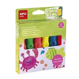 Tempera készlet, ecsetvégű tubusban, APLI NEON Kids Paint&Fun 6 x 14 különböző neon szín