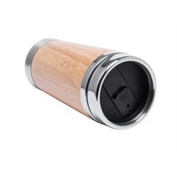 Termo pohár 500ml bambusz borítású, rozsdamentes acélból készült duplafalú thermo pohár, ivófedéllel, 500 ml.