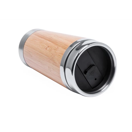Termo pohár 500ml bambusz borítású, rozsdamentes acélból készült duplafalú thermo pohár, ivófedéllel, 500 ml.