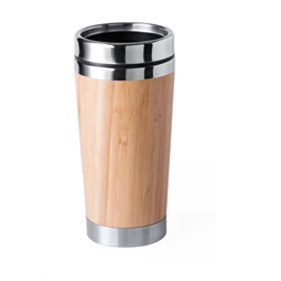 Termo pohár 500ml bambusz borítású, rozsdamentes acélból készült duplafalú thermo pohár, ivófedéllel, 500 ml.