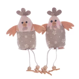 Textil csirke 15cm barna