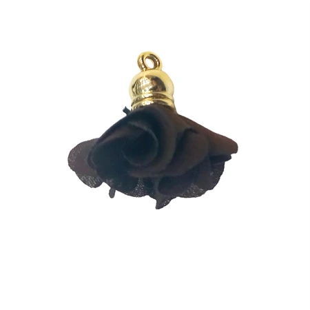 Textil virág rojt szerű fém akasztón 3cm barna 1db