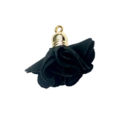 Textil virág rojt szerű fém akasztón 3cm fekete 1db