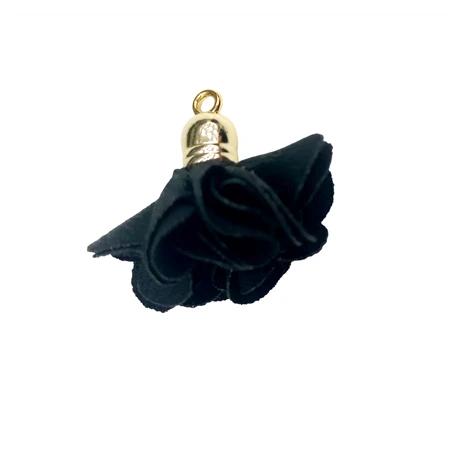 Textil virág rojt szerű fém akasztón 3cm fekete 1db