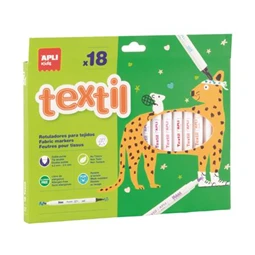 Textilfilc készlet 18db-os APLI Kids kétvégű 2,5-4,2 mm, "Textile", 18 különböző szín