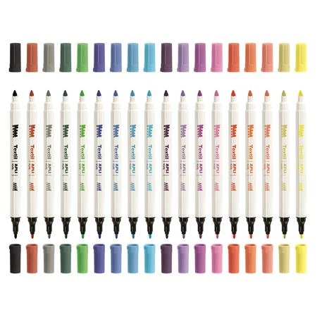Textilfilc készlet 18db-os APLI Kids kétvégű 2,5-4,2 mm, "Textile", 18 különböző szín