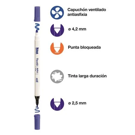 Textilfilc készlet 18db-os APLI Kids kétvégű 2,5-4,2 mm, "Textile", 18 különböző szín