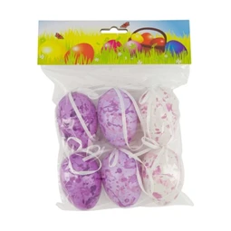 Tojás akasztós műanyag 28x15,5x4,5cm lila/fehér 6db/csomag