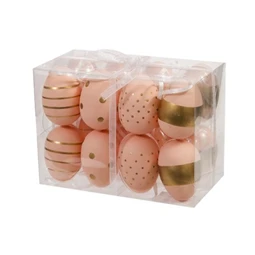 Tojás, akasztós műanyag 6cm barack/arany 16db/csomag