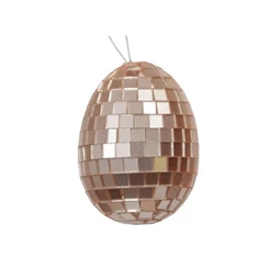 Tojás akasztós tükörmozaikkal műanyag 6 cm rosegold 6db/csomag