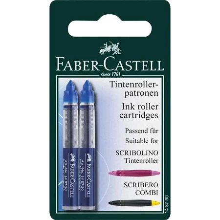 Tollbetét Faber-Castell tinta roller patron – kék 2 db Scribolino és Scribero Combi roller tollhoz