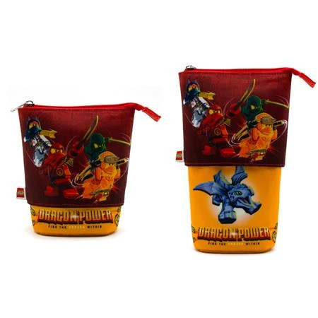 Tolltartó LEGO "Ninjago Dragon Power"cipzáras, pop-up, piros-sárga-mintás, öszehajtva 14 x 14cm, kihajtva 14 x20cm