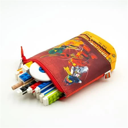 Tolltartó LEGO "Ninjago Dragon Power"cipzáras, pop-up, piros-sárga-mintás, öszehajtva 14 x 14cm, kihajtva 14 x20cm