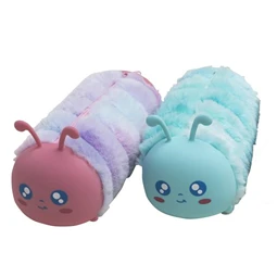 Tolltartó, cipzáras, szőrme-szilikon, EXACOMPTA Caterpillar vegyes színek