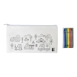 Tolltartó hasáb színezhető mintával non-woven 5db zsírkrétával, 22,8x12cm, RPET járművek minta