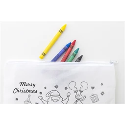 Tolltartó hasáb színezhető mintával non-woven 5db zsírkrétával, 22,8x12cm, RPET karácsonyi - Télapó
