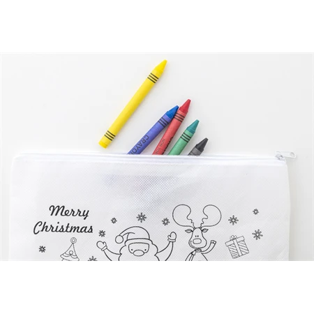 Tolltartó hasáb színezhető mintával non-woven 5db zsírkrétával, 22,8x12cm, RPET karácsonyi - Télapó