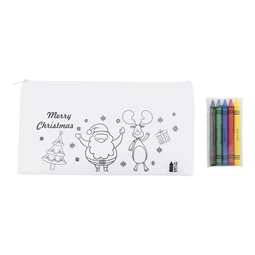 Tolltartó hasáb színezhető mintával non-woven 5db zsírkrétával, 22,8x12cm, RPET karácsonyi - Télapó