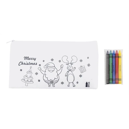 Tolltartó hasáb színezhető mintával non-woven 5db zsírkrétával, 22,8x12cm, RPET karácsonyi - Télapó