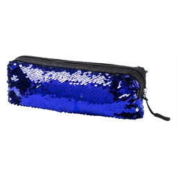 Tolltartó, kozmetikai táska flitteres 21x9x4,5 cm kék