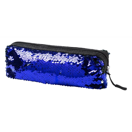 Tolltartó, kozmetikai táska flitteres 21x9x4,5 cm kék