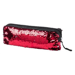 Tolltartó, kozmetikai táska flitteres 21x9x4,5 cm piros