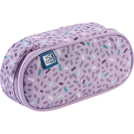 Tolltartó ovális HERLITZ 1 klapnis Kids lila mintás 23,5 x 8,5 x 5 cm.