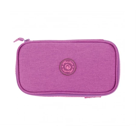Tolltartó ovális HERLITZ Beat Box ABC lila üres 22,5x12x7cm, cipzár fogazata az ABC betűivel díszített, 1 klapnis