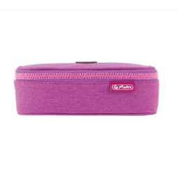 Tolltartó ovális HERLITZ Beat Box ABC lila üres 22,5x12x7cm, cipzár fogazata az ABC betűivel díszített, 1 klapnis