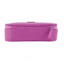 Tolltartó ovális HERLITZ Beat Box ABC lila üres 22,5x12x7cm, cipzár fogazata az ABC betűivel díszített, 1 klapnis