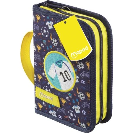 Tolltartó töltött, 1 klapnis, MAPED, 31db-os felszereléssel, foci minta
