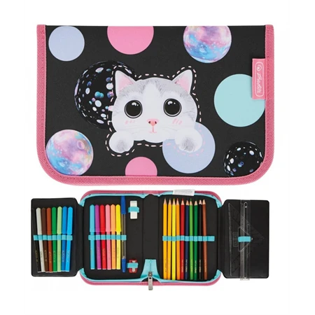 Tolltartó töltött 2 klapnis HERLITZ 31 részes Cute Cat, cicás