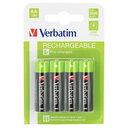 Tölthető elem ceruza VERBATIM AA, 2500mAh/1,2V, 4db/csomag