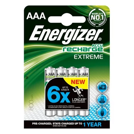 Tölthető elem micro ENERGIZER Extreme AAA, 4x800 mAh, előtöltött, 4db/csomag