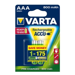 Tölthető elem micro VARTA Longlife Accu AAA, 2x800 mAh, előtöltött, 2db/csomag