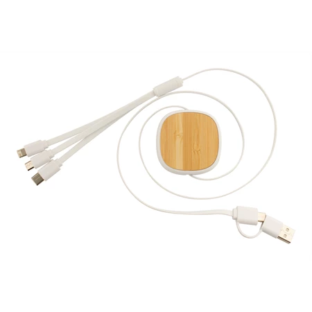 Töltőkábel, teleszkópos, 53×225×15 mm, Mikro USB, USB-C és Lightning csatlakozókkal.