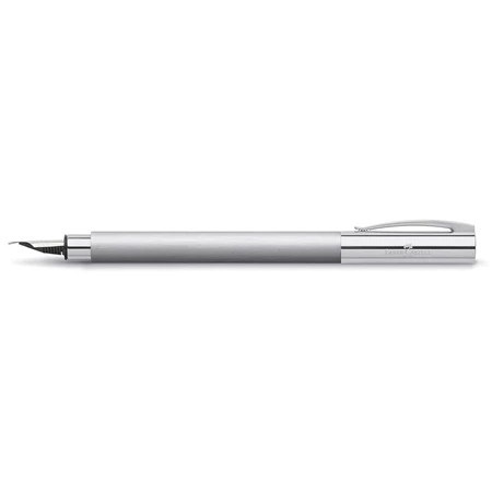 Töltőtoll Faber-Castell AMBITION rozsdamentes acél test, M-es heggyel, Matt szálcsiszolt rozsdamentes acél test