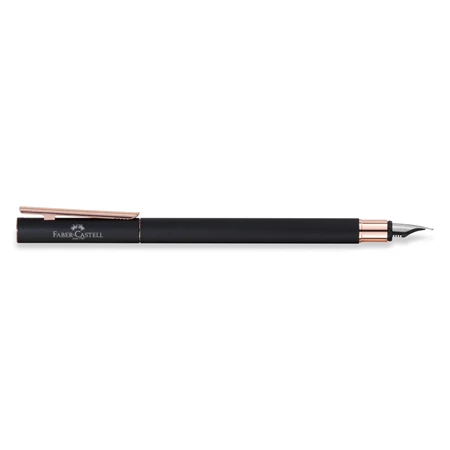 Töltőtoll Faber-Castell Neo Slim mertál fekte test, rózsaarany klipsz M-es heggyel