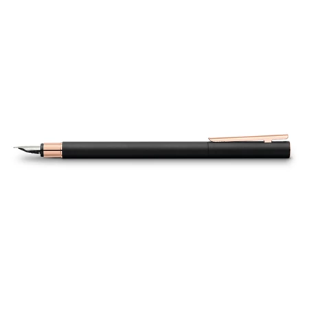 Töltőtoll Faber-Castell Neo Slim mertál fekte test, rózsaarany klipsz M-es heggyel