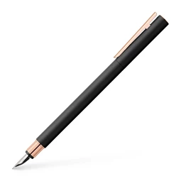 Töltőtoll Faber-Castell Neo Slim mertál fekte test, rózsaarany klipsz M-es heggyel