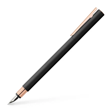Töltőtoll Faber-Castell Neo Slim mertál fekte test, rózsaarany klipsz M-es heggyel