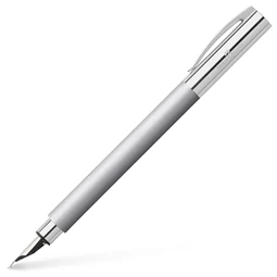 Töltőtoll Faber-Castell AMBITION rozsdamentes acél test, M-es heggyel, Matt szálcsiszolt rozsdamentes acél test