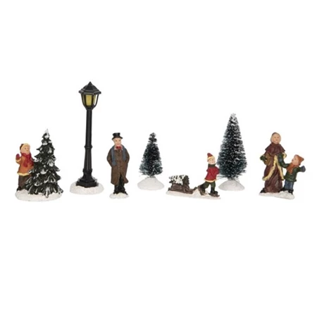 Tüdérkert- Karácsonyi dekor szett 7db/csomag poly 9x8x10cm színes