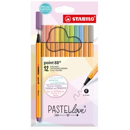 Tűfilc készlet 12db-os STABILO Point 88 Pastellove