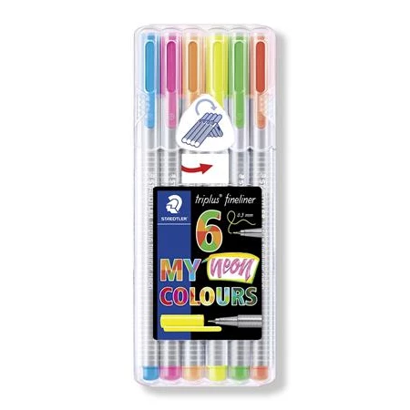 Tűfilc készlet 6db-os STAEDTLER Triplus 0,3 mm, neon színek