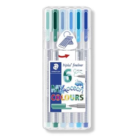 Tűfilc készlet 6db-os STAEDTLER Triplus 0,3 mm, óceán színek