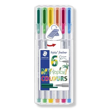 Tűfilc készlet 6db-os STAEDTLER Triplus 0,3 mm, trópusi színek