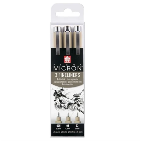 Tűfilc készlet SAKURA MICRON 3db-os 0,2mm 0,25mm 0,35 mm (005 01 03)