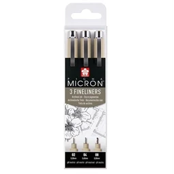 Tűfilc készlet SAKURA MICRON 3db-os 0,3mm 0,4mm 0,5 mm (02, 04, 08)