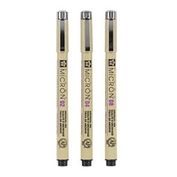 Tűfilc készlet SAKURA MICRON 3db-os 0,3mm 0,4mm 0,5 mm (02, 04, 08)